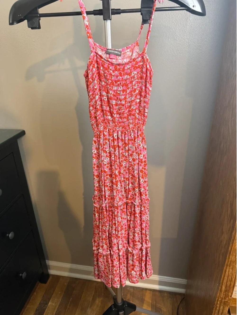 Vince Camuto Girls Size 10 Pink Floral Smocked Maxi Dress